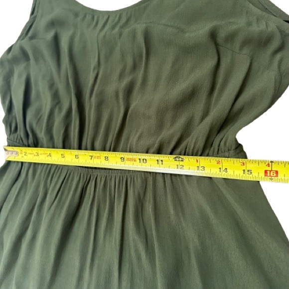 DARK OLIVE GREEN OPEN TIE BACK SLEEVELESS SUMMER DRESS  SIZE XL - Picture 8 of 11